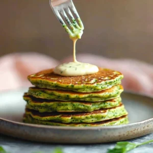 Plate of homemade Chinese zucchini pancakes garnished with green onions