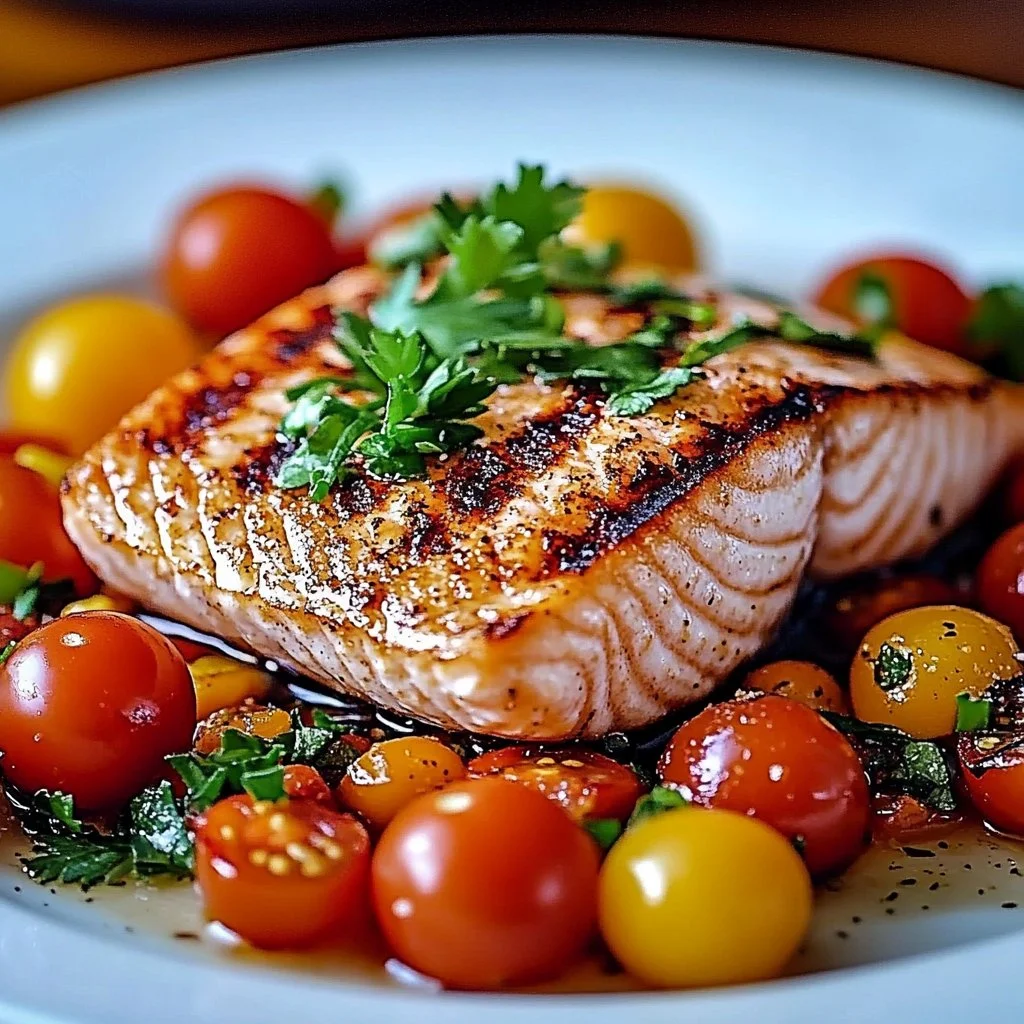 Mediterranean Salmon Quinoa Bowl topped with fresh vegetables and herbs