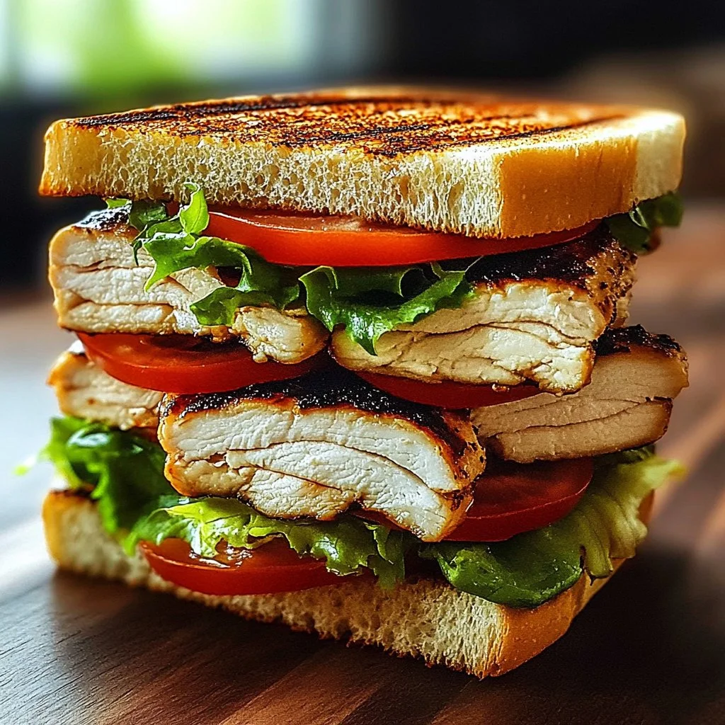 Savory grilled chicken sandwich topped with garlic butter on a wooden plate