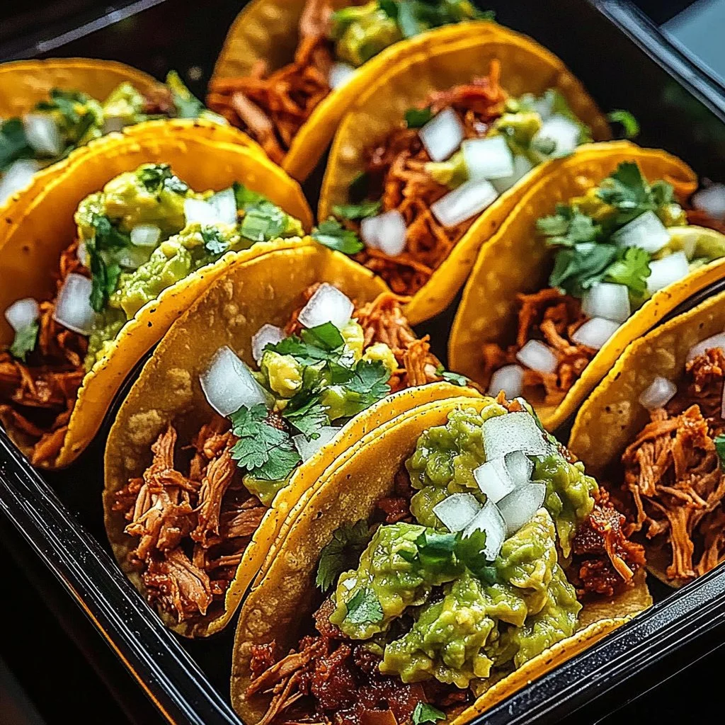 Delicious spicy chipotle beef tacos garnished with fresh toppings