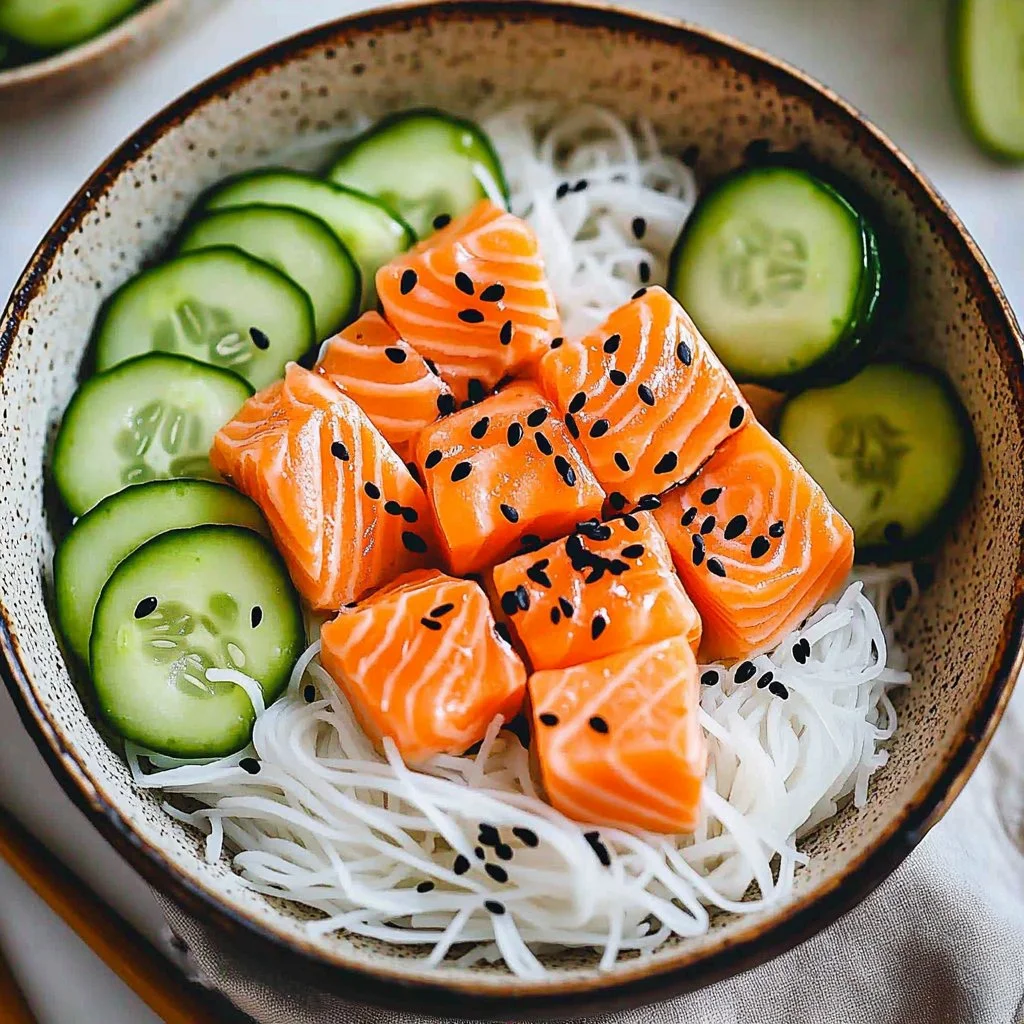 Delicious spicy salmon sushi bowls topped with fresh ingredients.