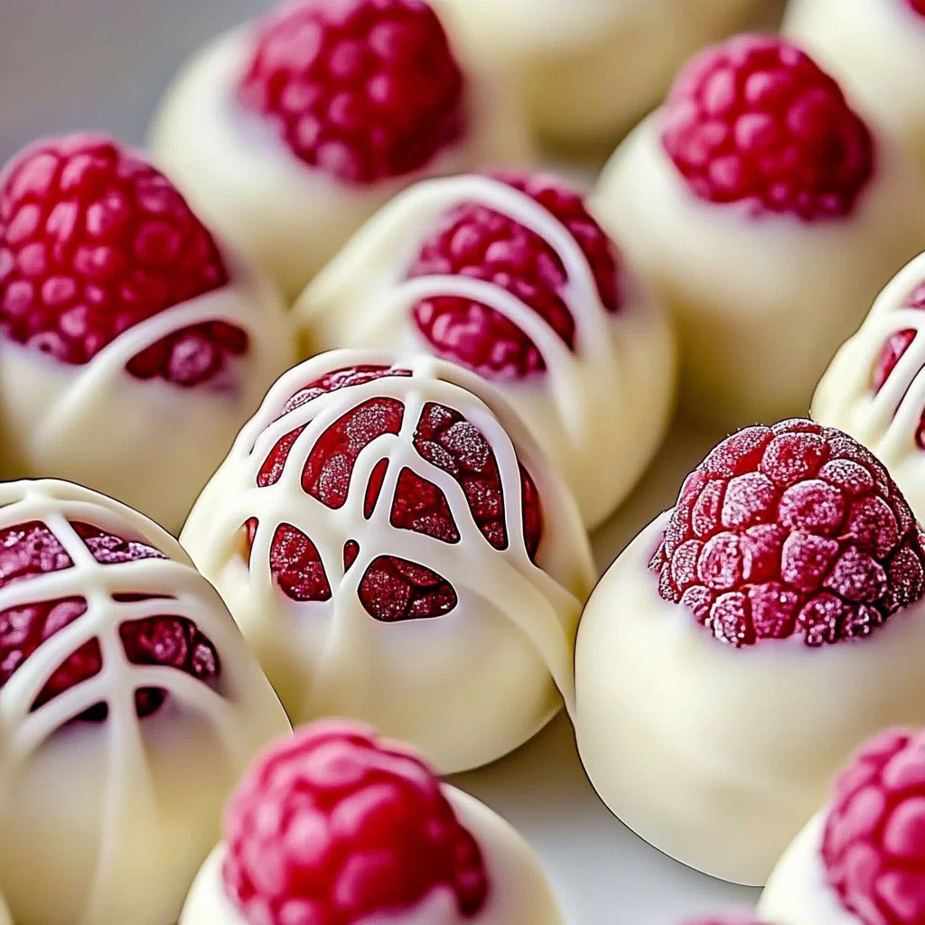 White chocolate raspberry cheesecake balls dessert treat