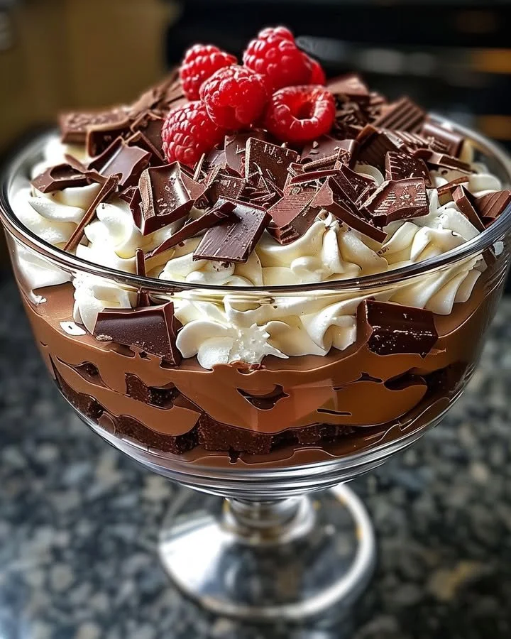 Baileys chocolate cheesecake trifle dessert in a glass