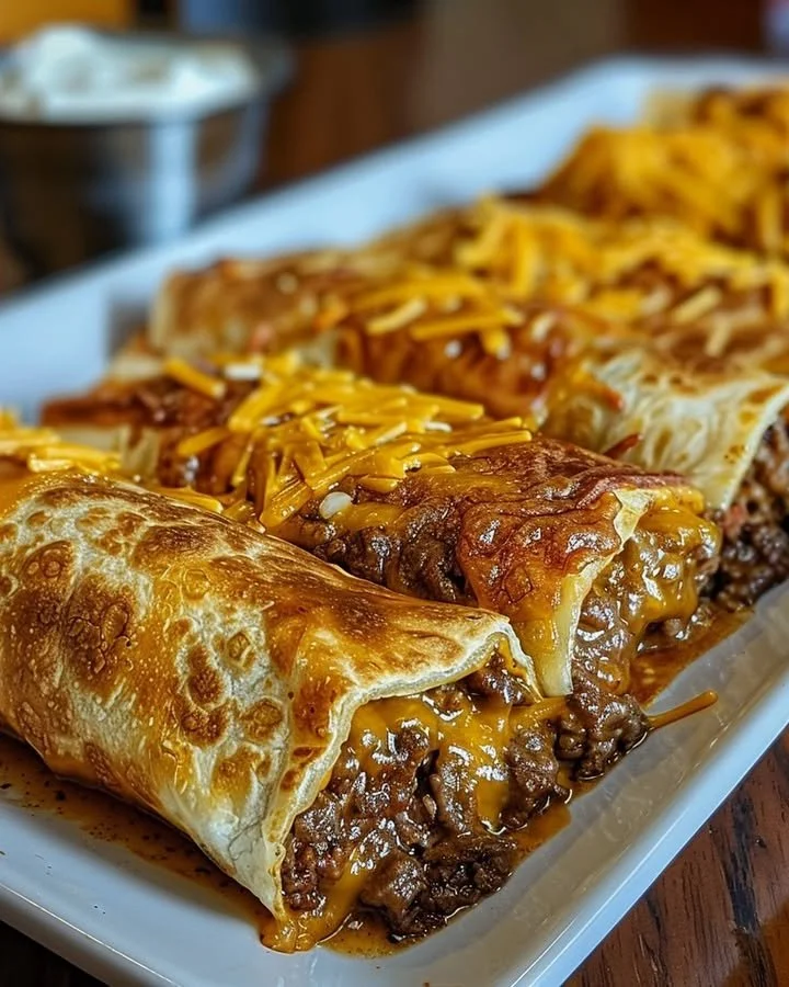 Delicious beef and cheese chimichangas served with salsa and guacamole