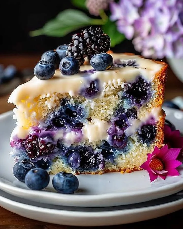 Delicious Blueberry Cream Cheese Coffee Cake fresh out of the oven