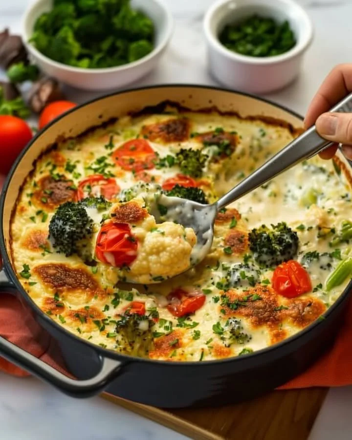 Creamy Broccoli and Cauliflower dish served in a bowl