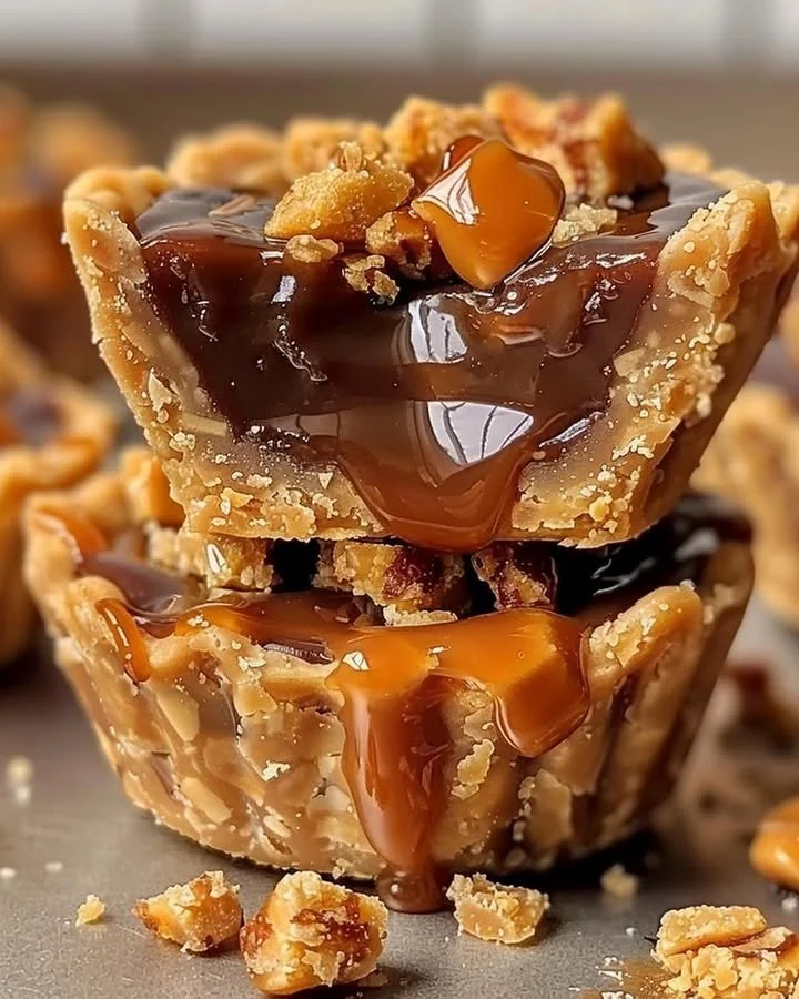 Delicious Butterfinger caramel crunch mini pies on a dessert table
