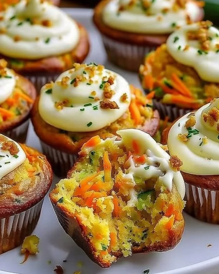 Delicious Carrot Apple Zucchini Muffins with Cream Cheese Frosting