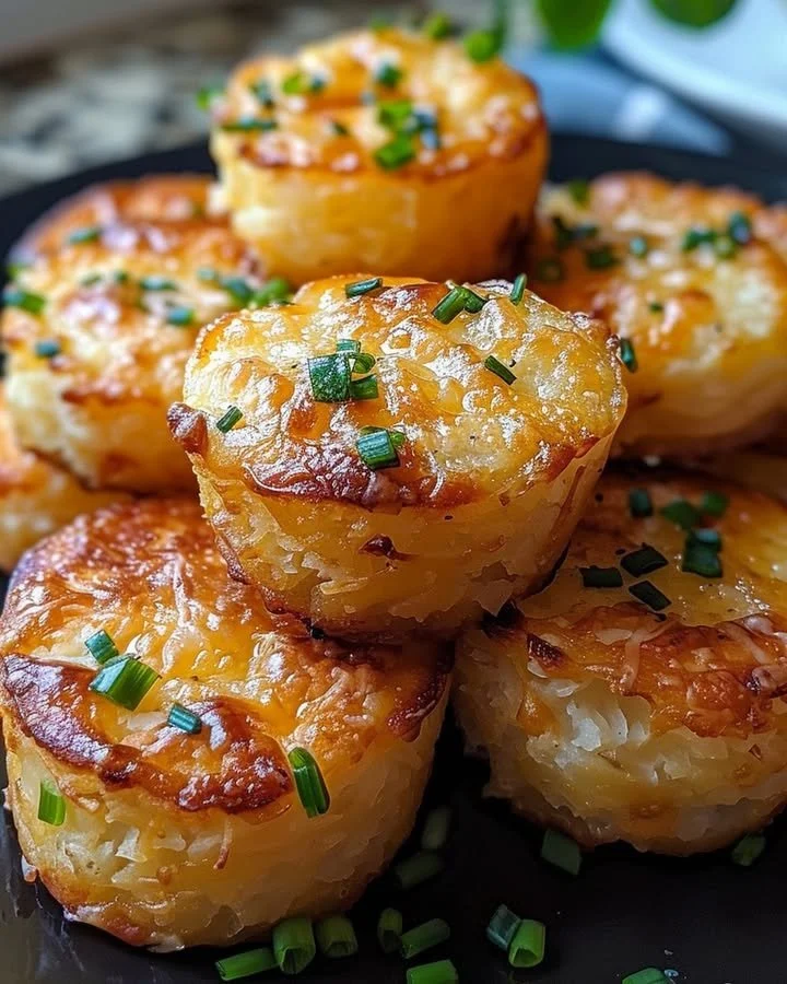 Cheesy mashed potato puffs, golden brown and crispy on a plate