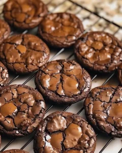 Delicious chewy fudgy chocolate cookies on a plate