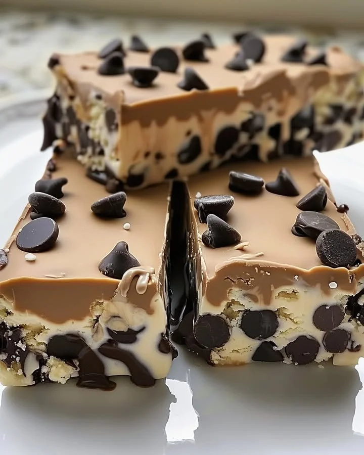 Chocolate chip cookie dough ice cream bars with a delicious creamy texture.