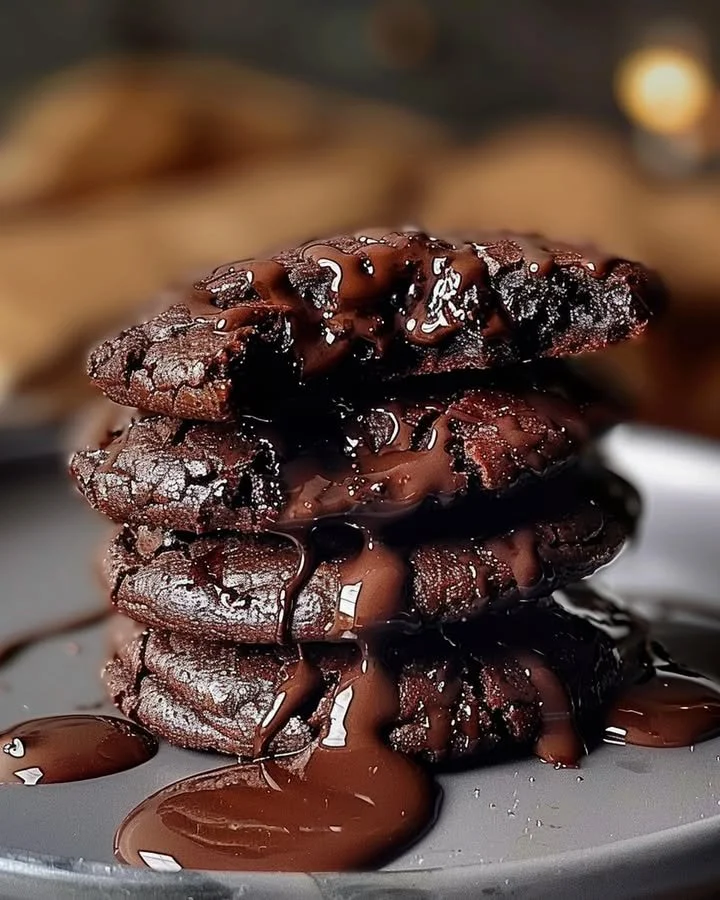 Decadent Chocolate Lava Brownie Cookies with melty chocolate center