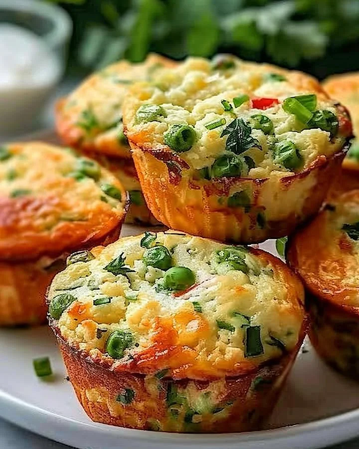 Cottage cheese breakfast muffins fresh out of the oven.