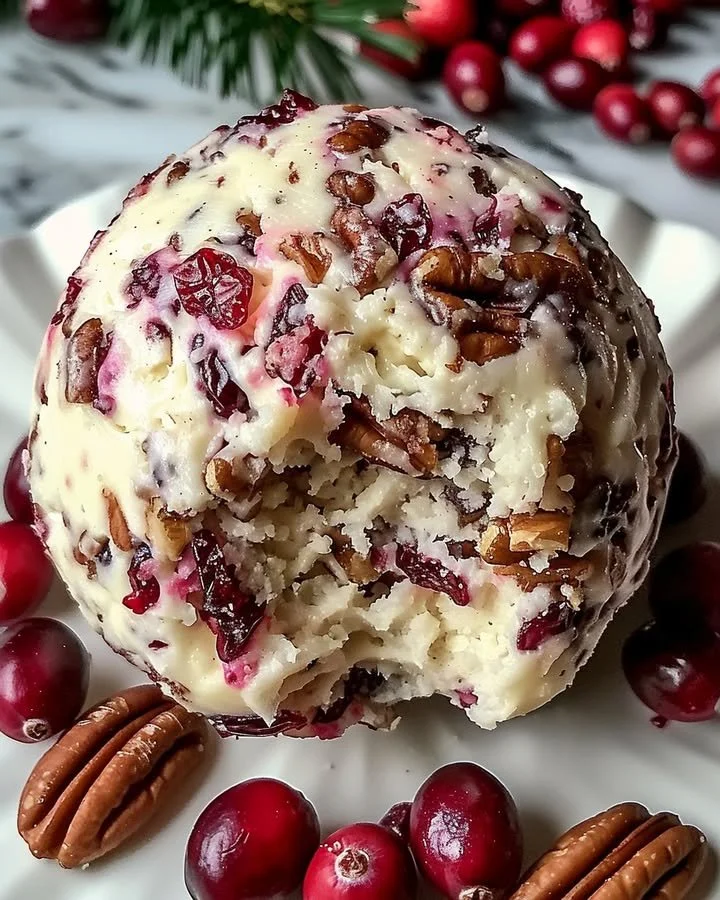 Cranberry Pecan Cheese Ball served with crackers and nuts