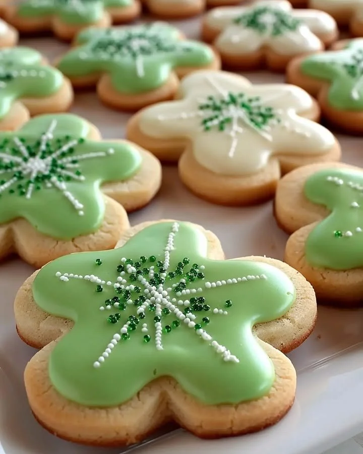 Plate of soft cream cheese sugar cookies with colorful sprinkles