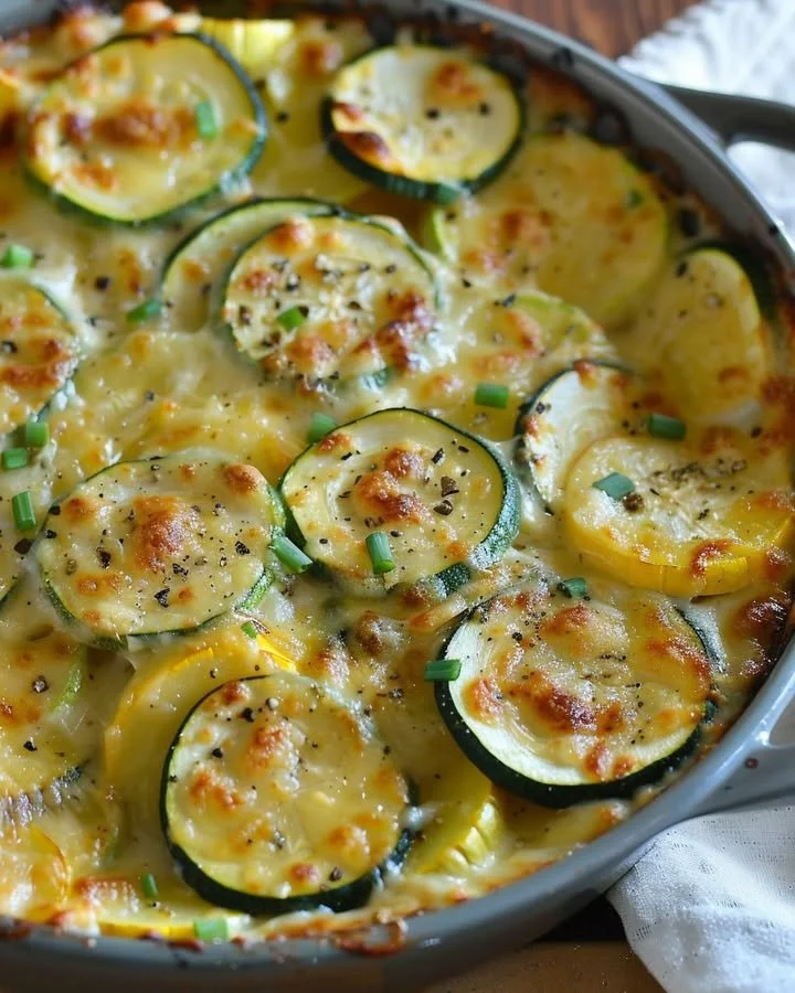 Creamy Gouda and veggie bake served in a dish