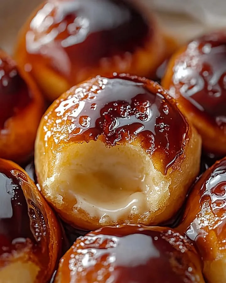 Delicious crème brûlée donuts with caramelized sugar topping and creamy filling.