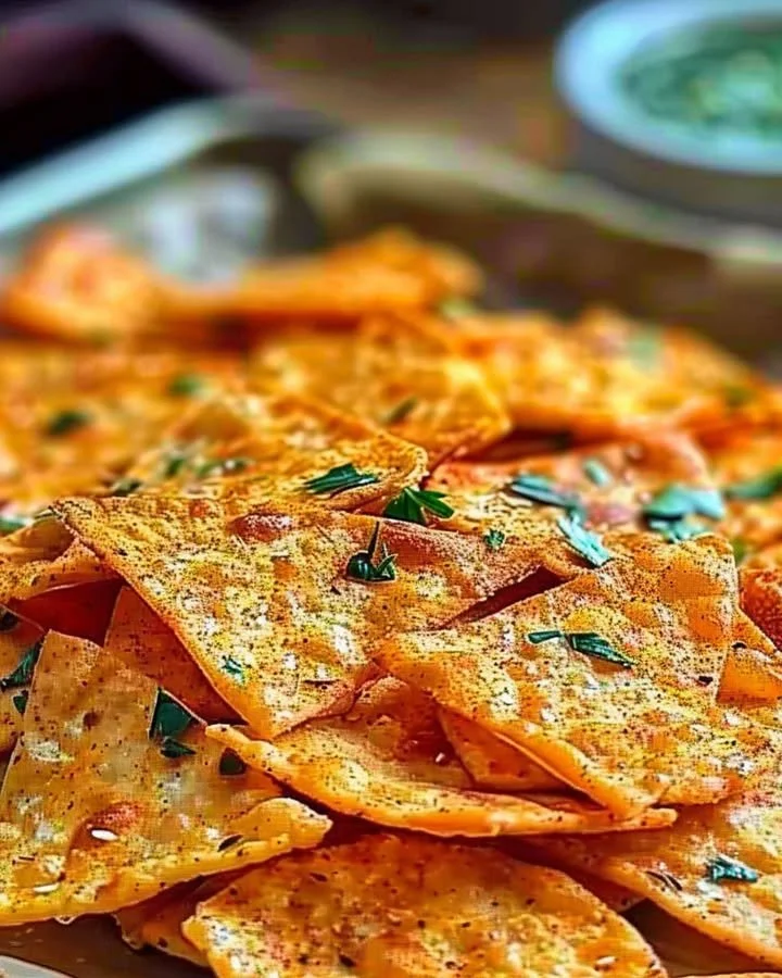 Crispy cottage cheese chips on a colorful plate