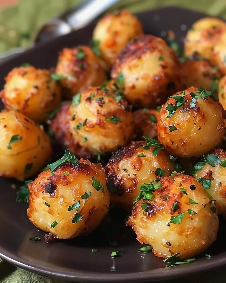Crispy Garlic Potato Pops ready to serve as a delicious snack.