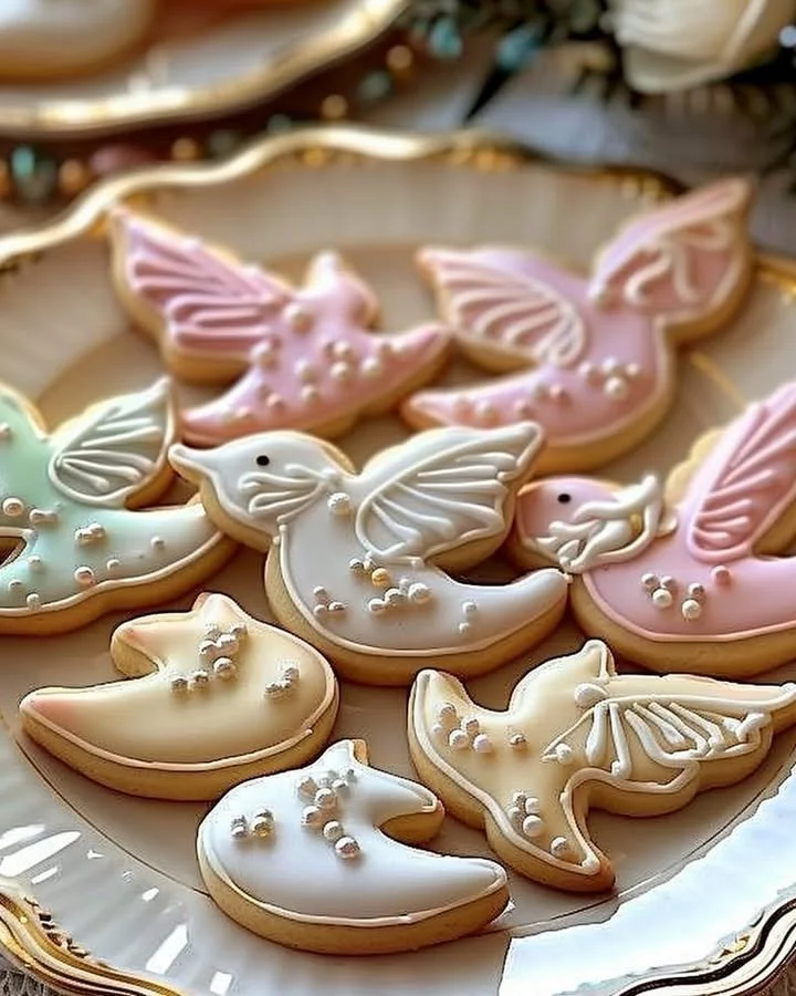 Delicious Dove sugar cookies decorated with festive sprinkles.