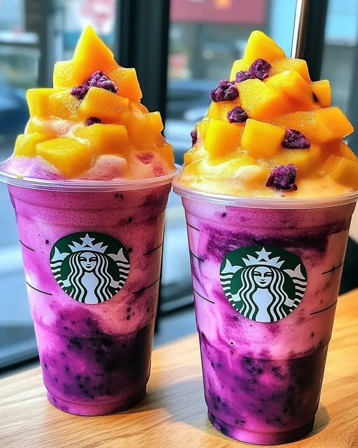 Dragon Fruit Mango Sunset Flushies Frappuccino with vibrant colors and a refreshing look.