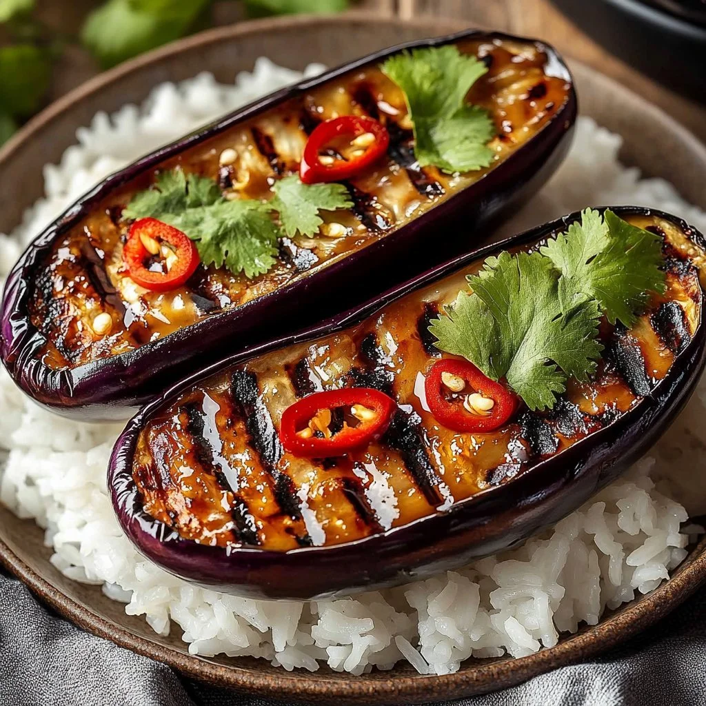 Delicious miso eggplant dish (Nasu Dengaku) garnished and ready to serve.