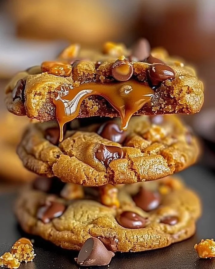 Delicious easy Butterfinger caramel crunch cookies on a plate