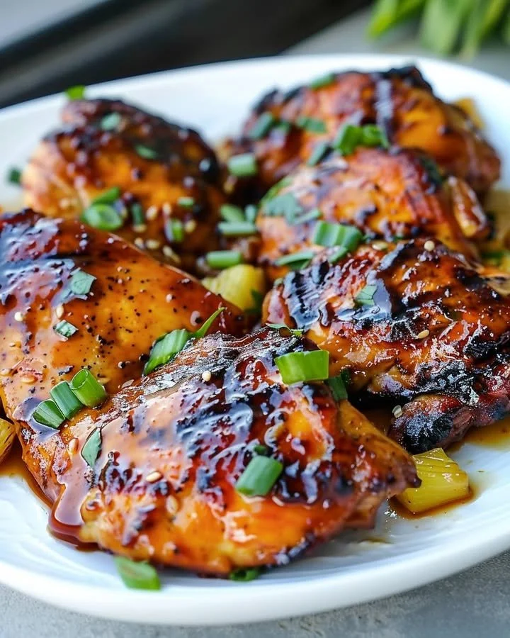 Delicious plate of easy Hawaiian chicken with pineapple and spices