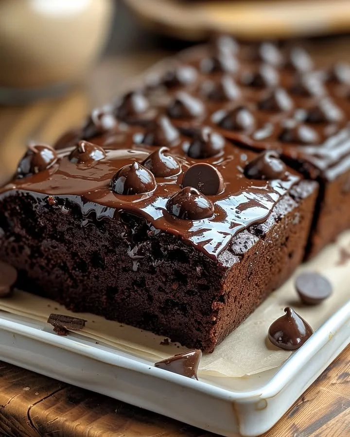Freshly baked hot fudge brownie bread with a gooey chocolate center