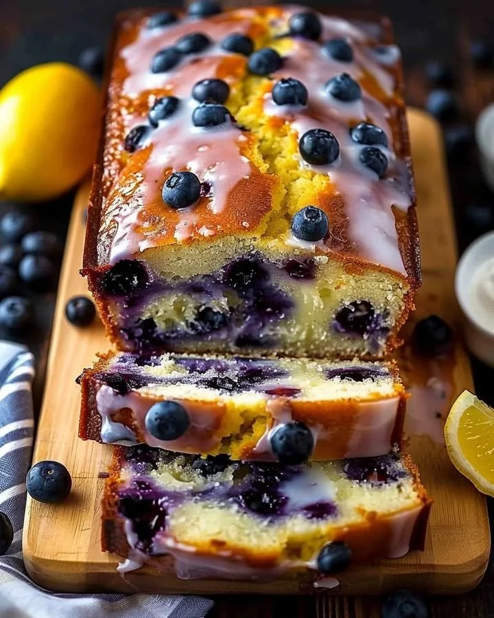 Delicious Lemon Blueberry Yogurt Loaf with blueberries and lemon zest