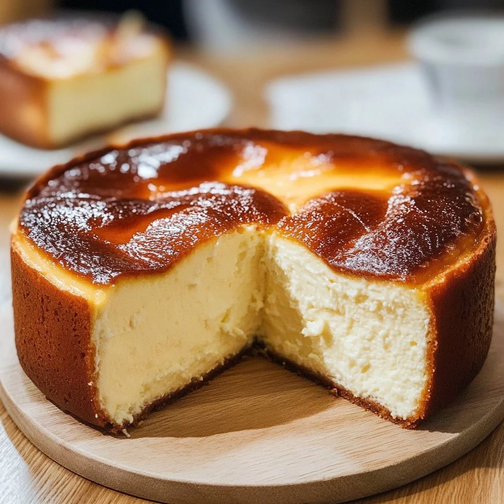 Delicious loaf pan Basque cheesecake topped with caramelized edges
