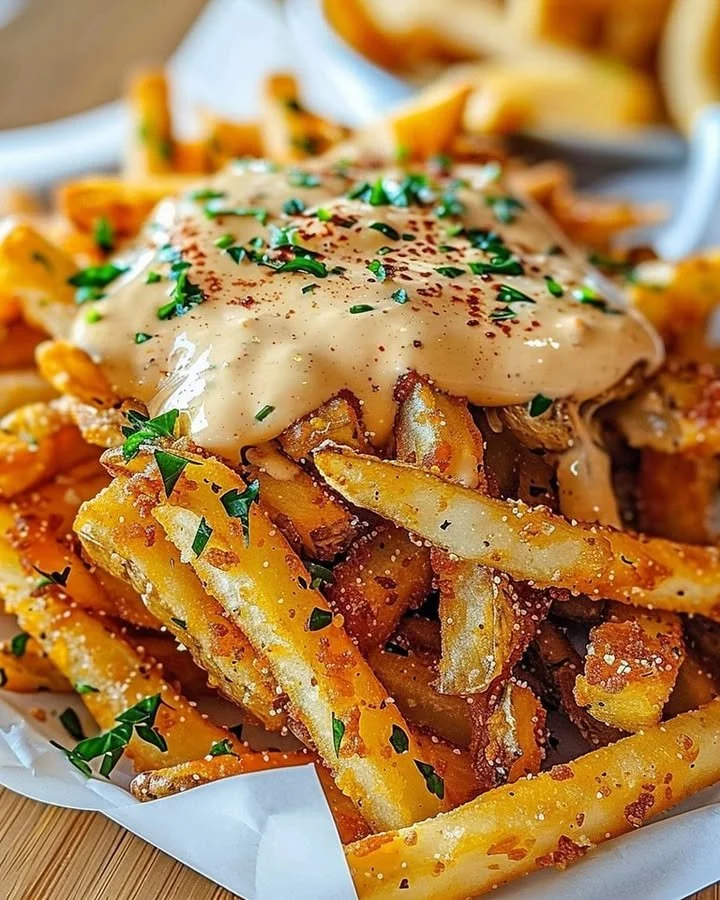 Plate of Louisiana Voodoo Fries inspired by Wingstop recipe
