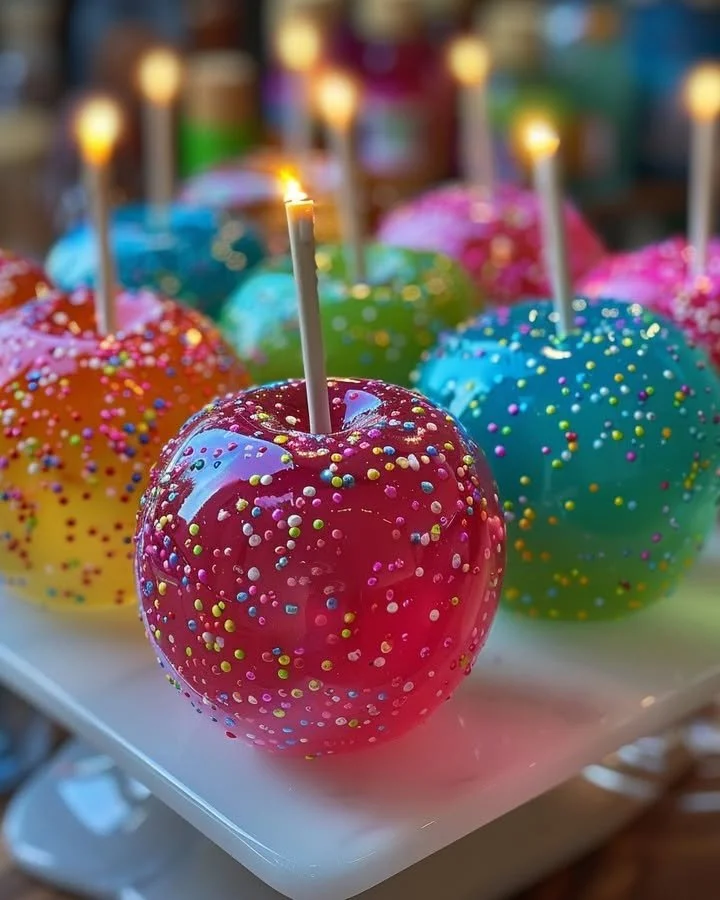 Neon Blast Jolly Rancher Candy Apples, vibrant and colorful treats