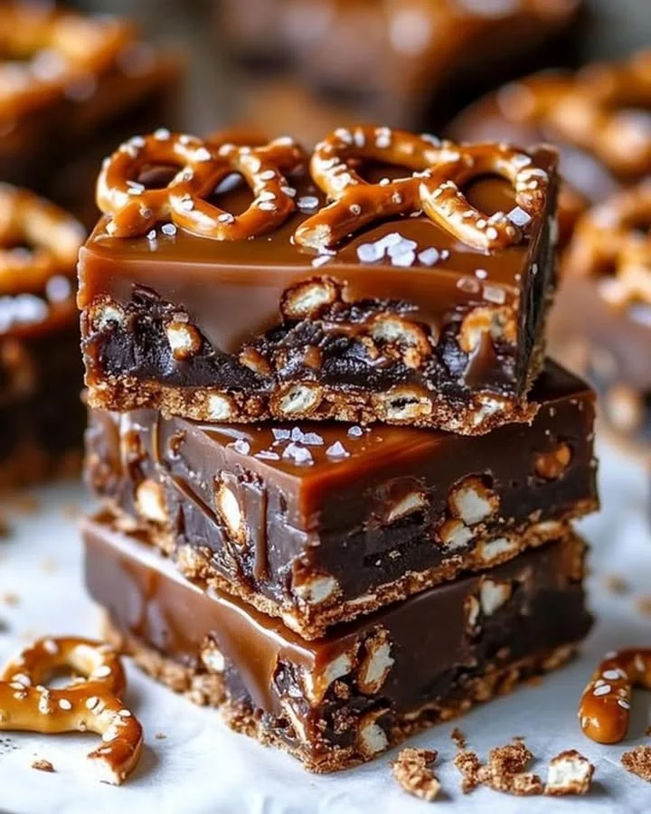 No-Bake Caramel Pretzel Crack Bars with a sweet and salty flavor combination