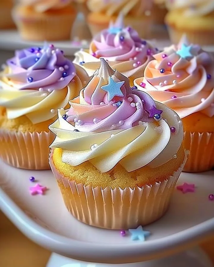 Pastel star cupcakes decorated for a festive occasion
