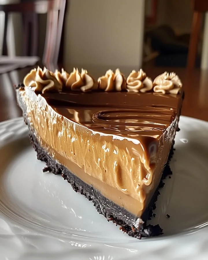 Delicious and creamy Peanut Butter Pie slice on a plate