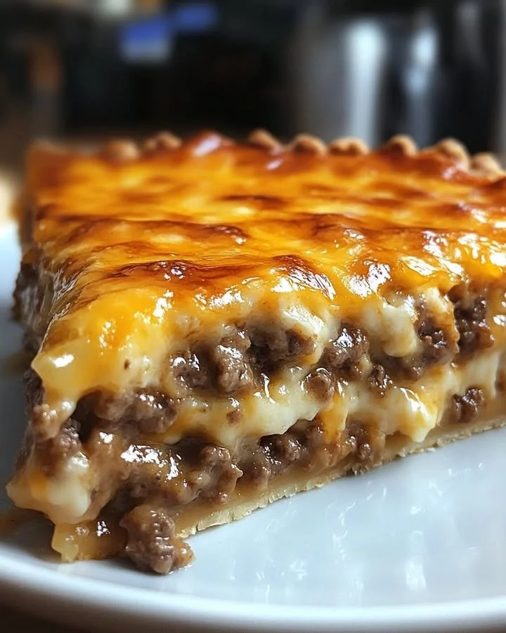 Delicious Pioneer Woman Cheeseburger Pie served on a plate