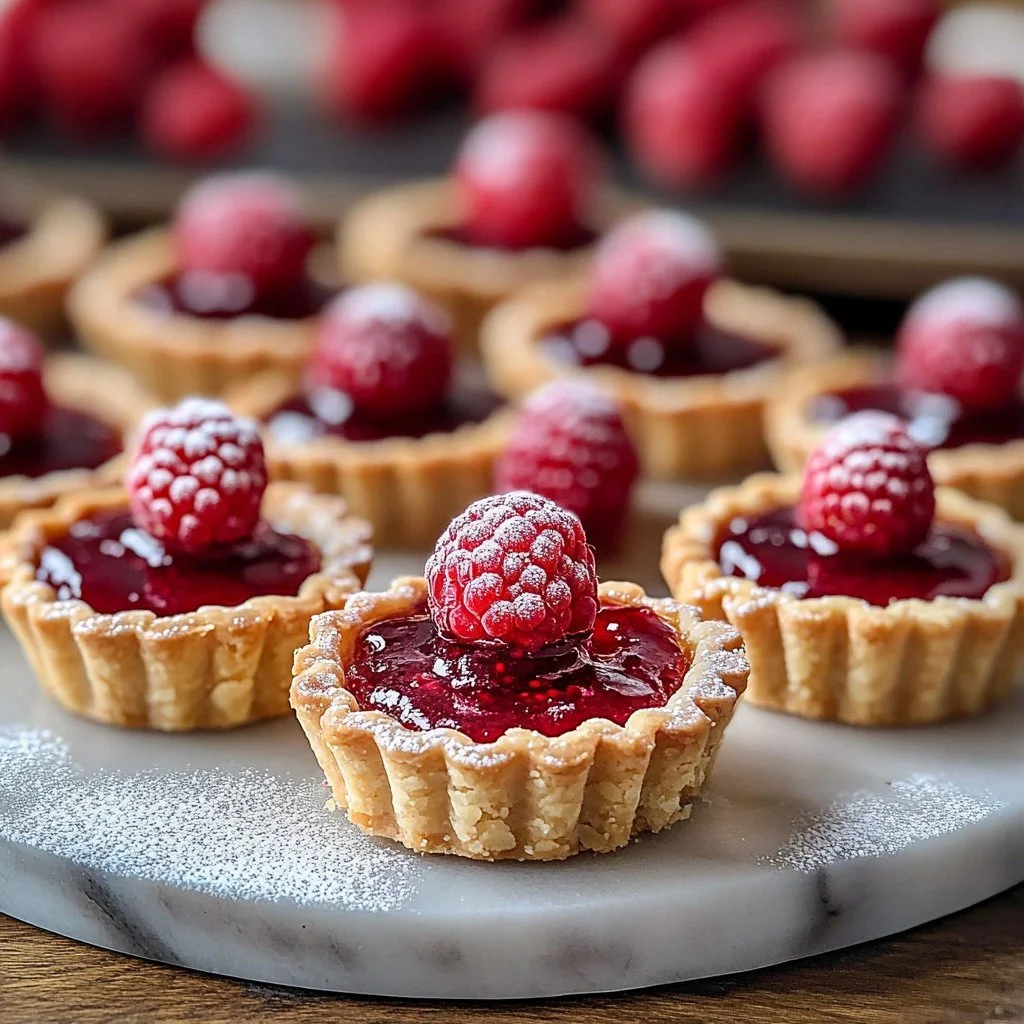 Scandinavian raspberry jam shortbread tarts on a white plate