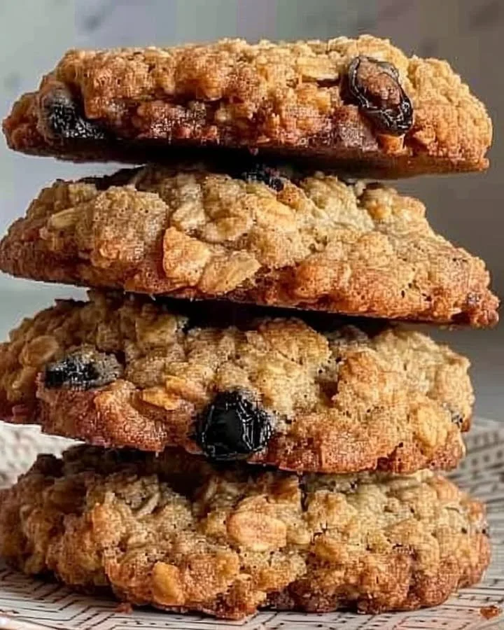 Soft and chewy oatmeal cookies with chocolate chips and raisins on a plate.