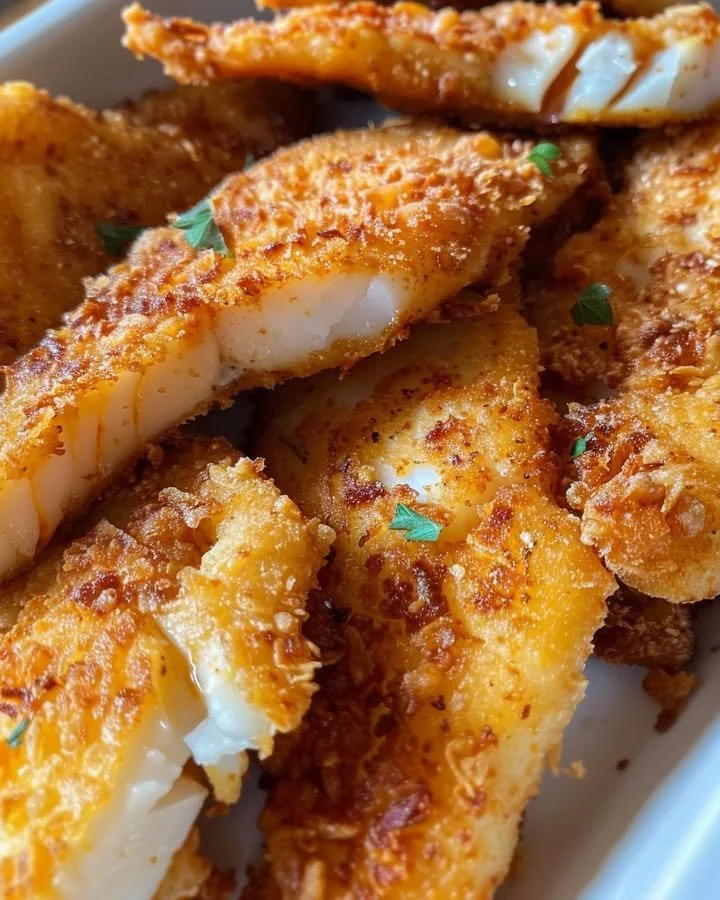 Spicy beer-battered crispy fried fish served with lemon wedges