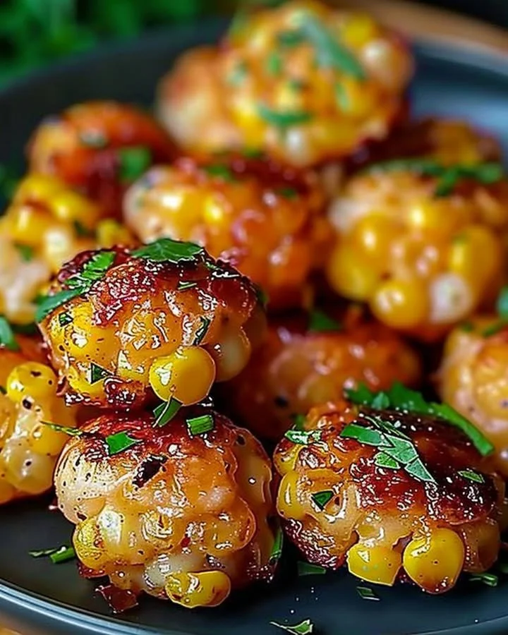 Plate of spicy Mexican corn bites ready to be served as a delicious snack