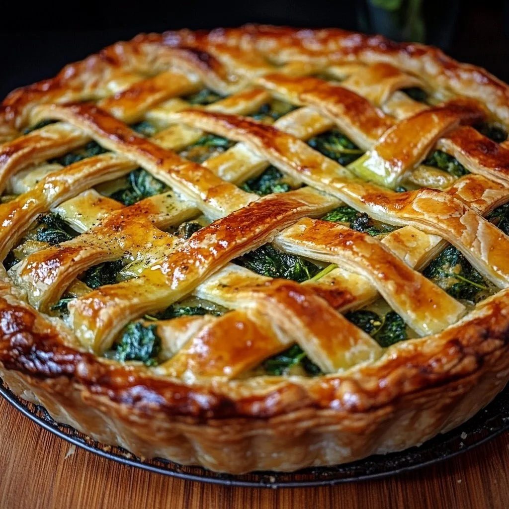 Delicious spinach pie with a flaky crust and savory spinach filling