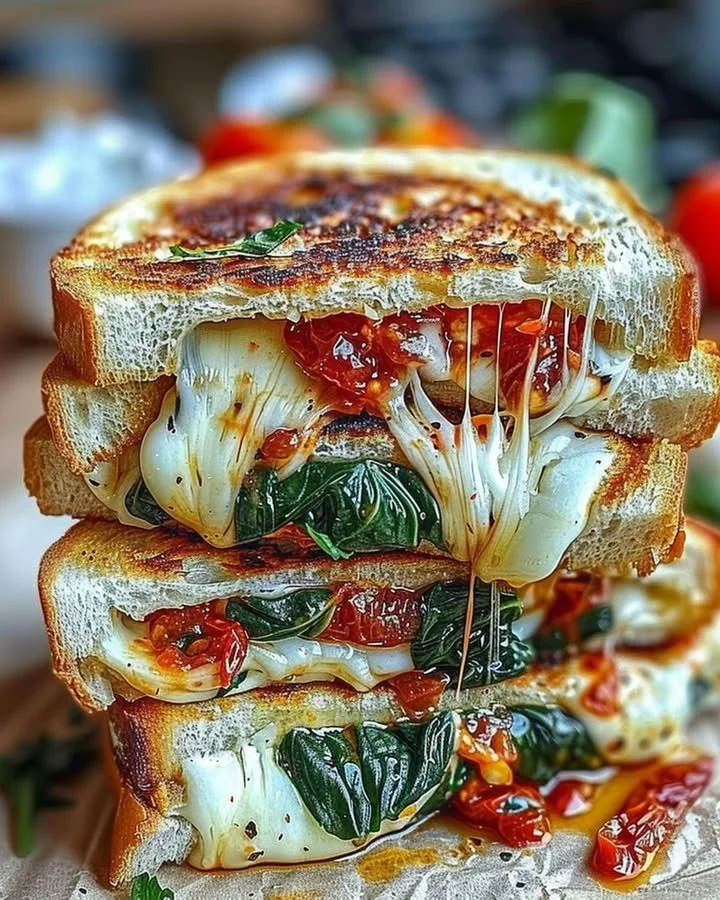 Sun-Dried Tomato, Spinach, and Ricotta Grilled Cheese sandwich