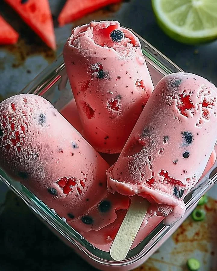 Delicious bowl of homemade watermelon ice cream served with fresh mint