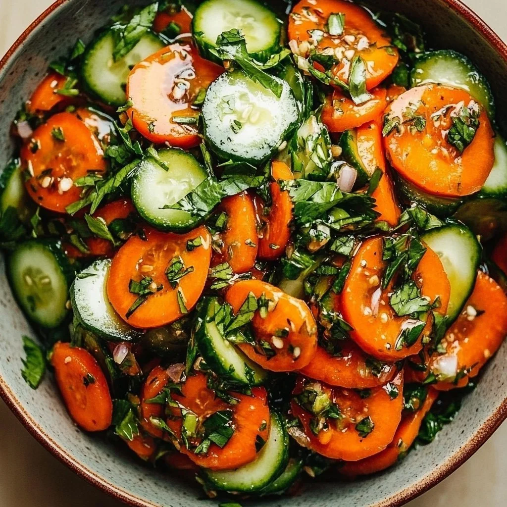 Zesty Cucumber Carrot Salad with vibrant vegetables in a bowl