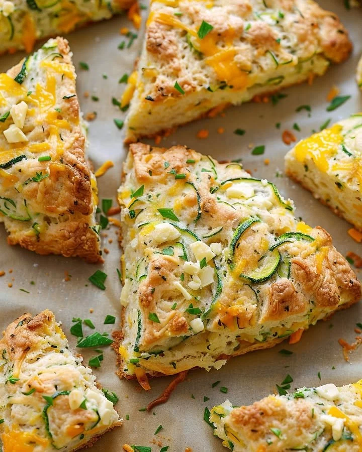 Delicious zucchini cheddar scones fresh out of the oven